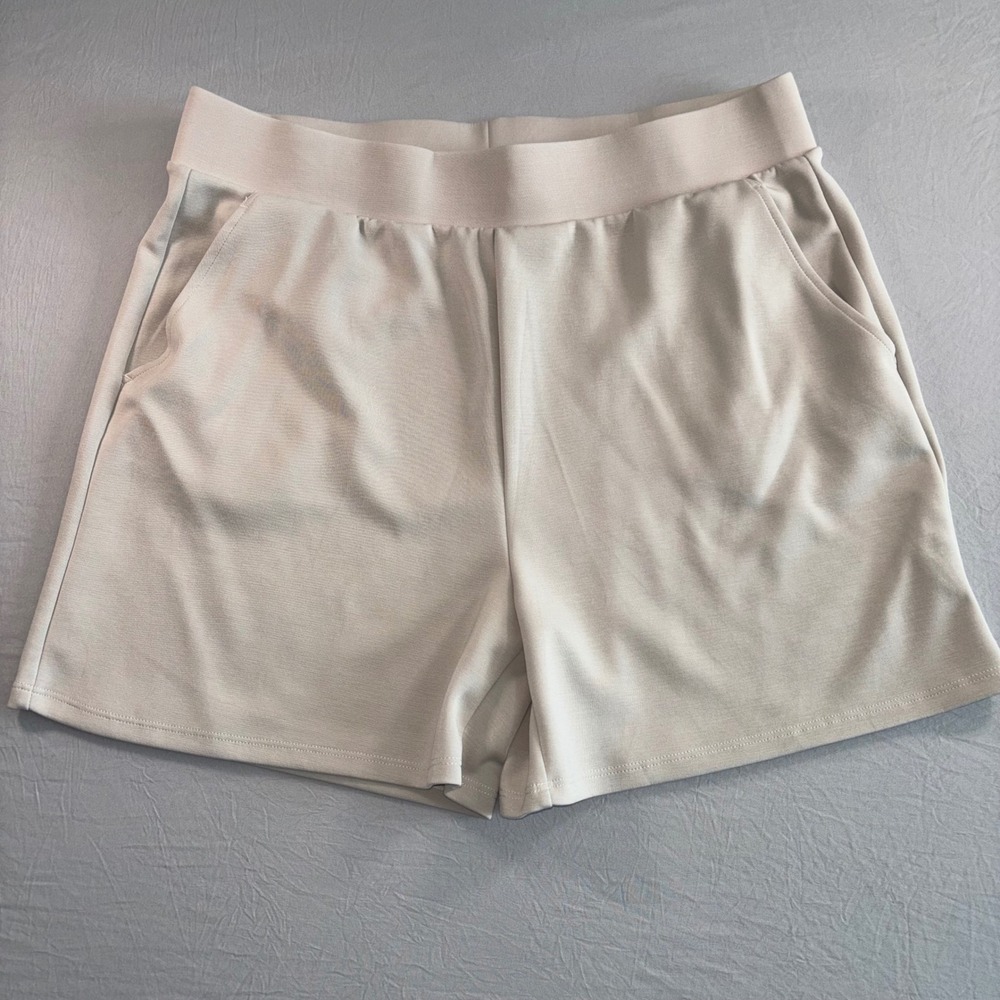 Lazypants Women XL Beige Modal Blend Lounge Shorts soft stretch Pocketed Sand